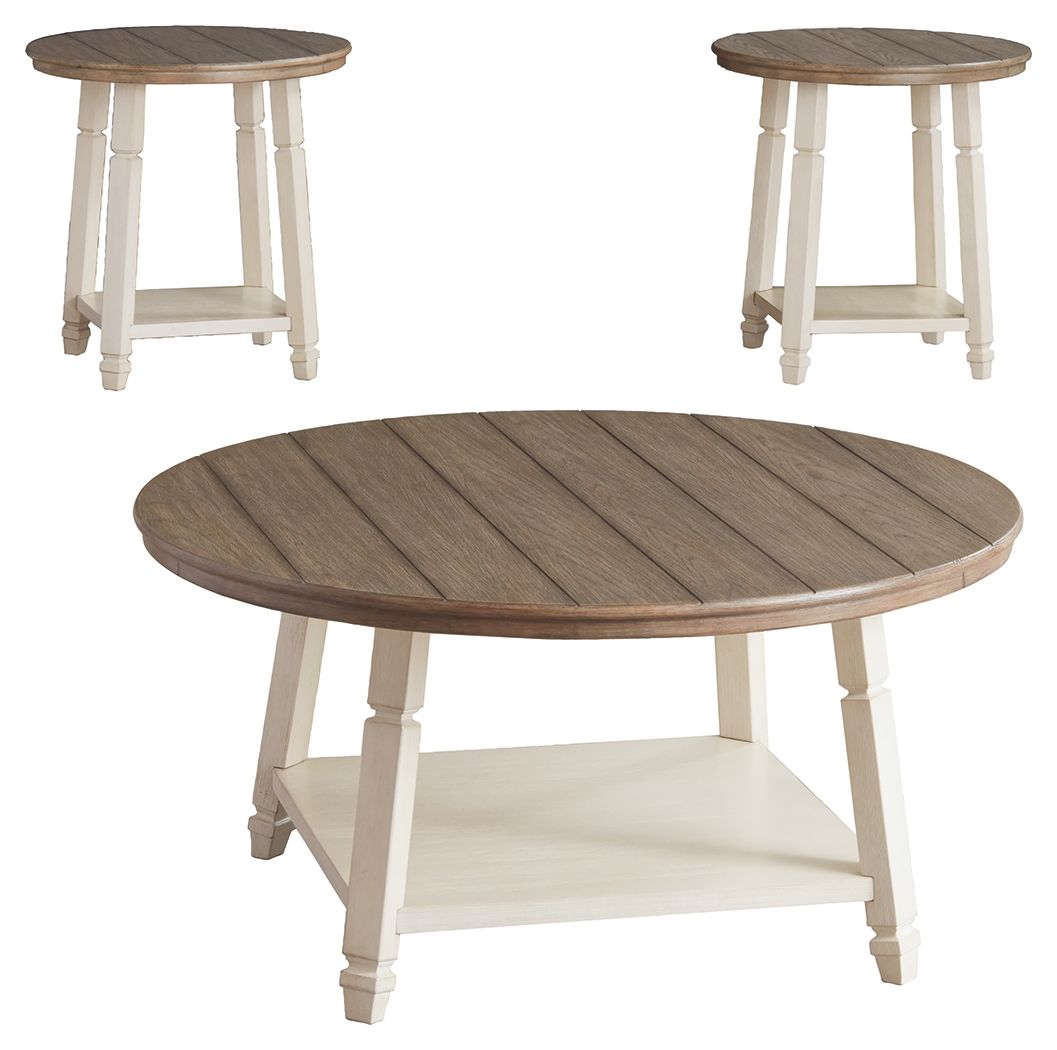Bolanbrook - Occasional Table Set (Set of 3) - White / Brown / Beige, product view with engineered wood
