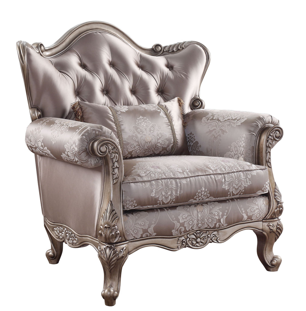 Jayceon - Chair With Pillow - Fabric & Champagne, product view with wood construction