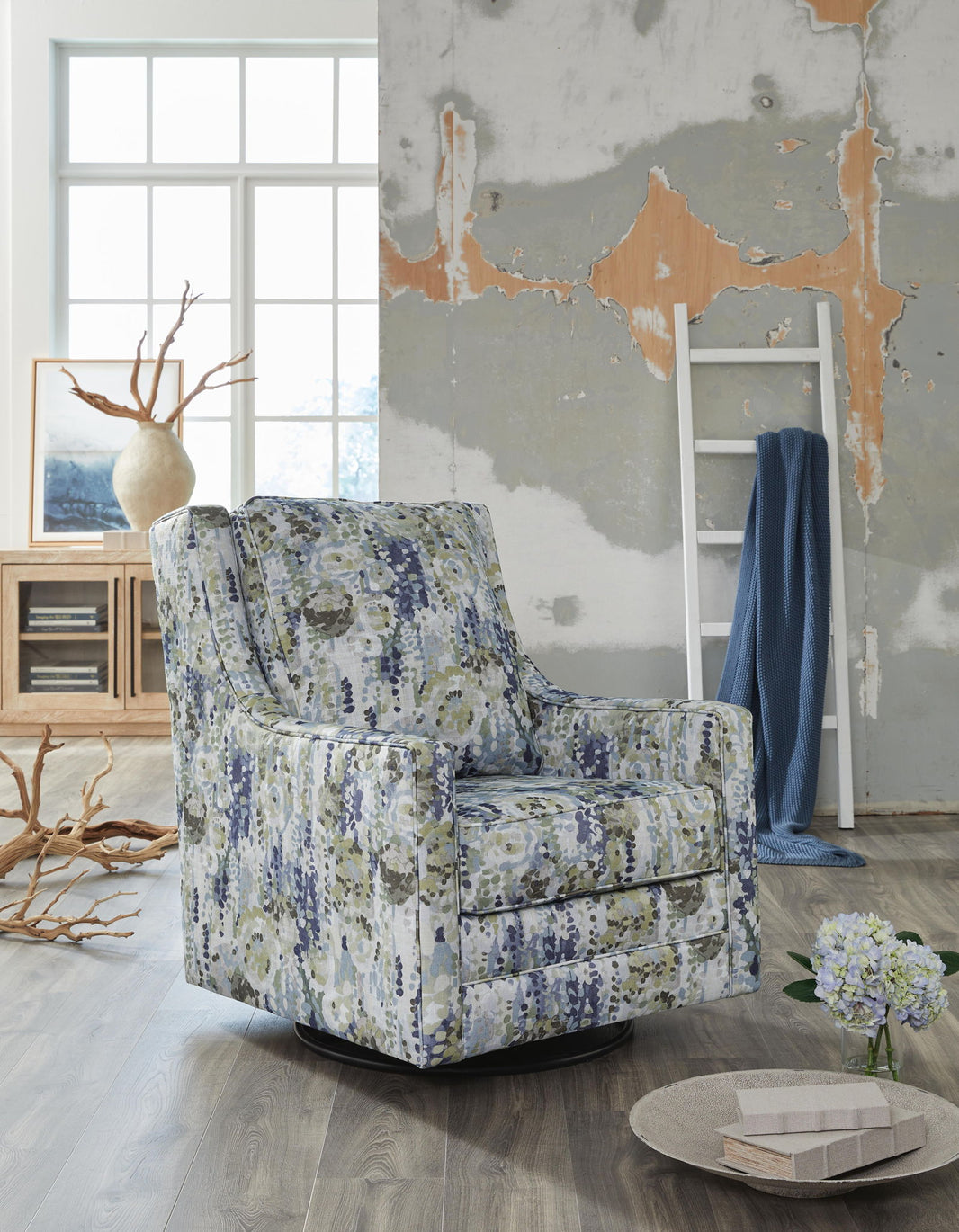 Dustinford - Swivel Glider Accent Chair - Multi, alternate view 2 with polyester fabric