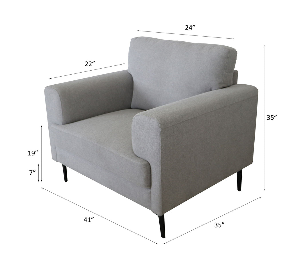 Kyrene - Chair - Light Gray Linen, alternate view 2 with wood construction
