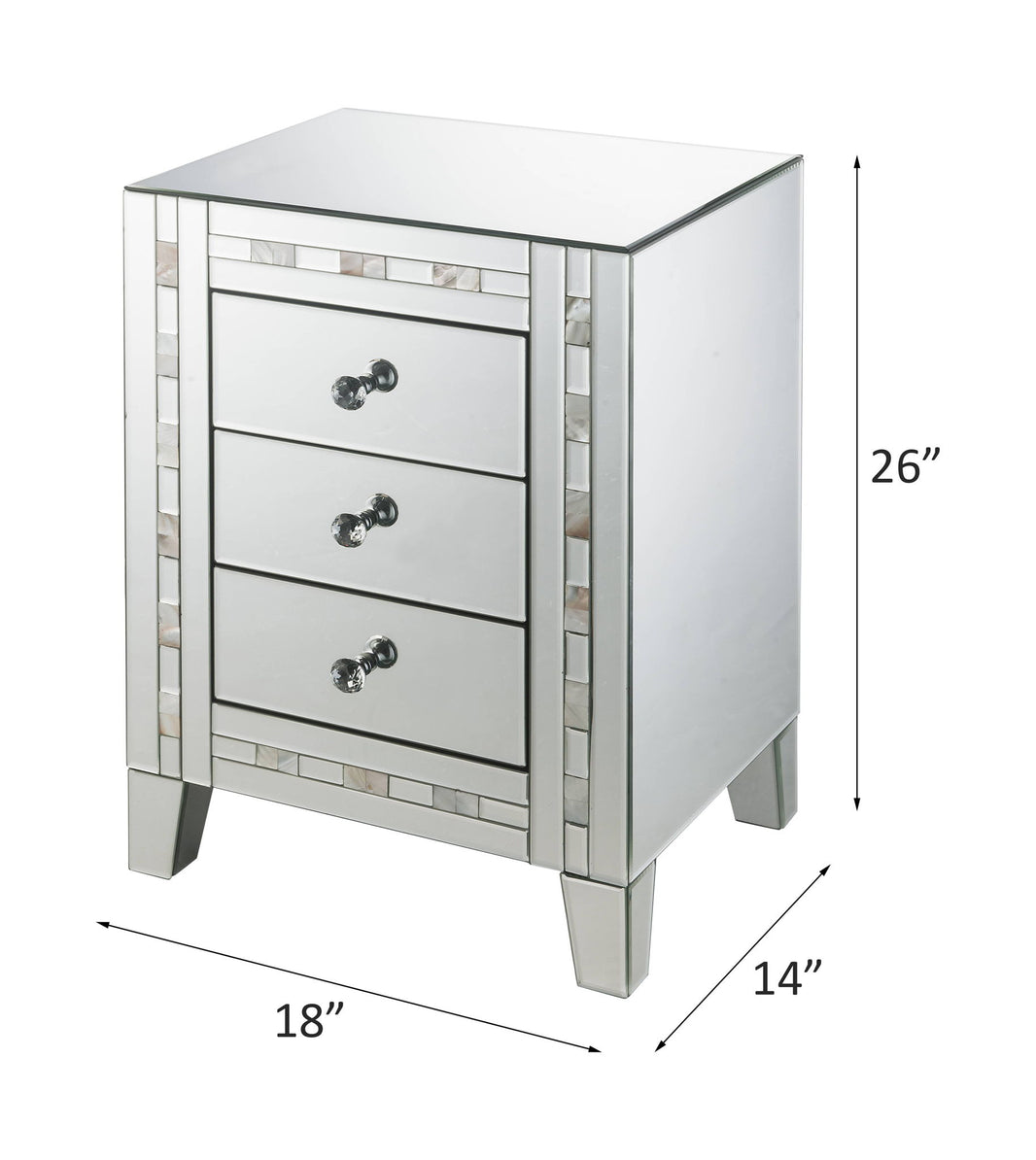Nasa - Accent Table - Mirrored & Mother Pearl, alternate view 2 with glass