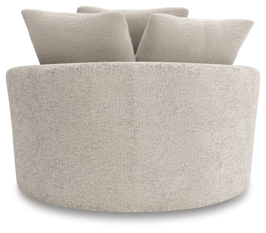 Cuddle Plush - Oversized Swivel Accent Chair - Arctic, alternate view 2 with polyester fabric