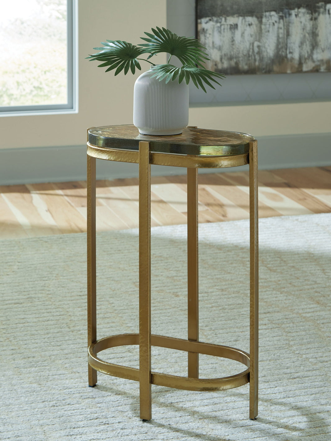 Porterville - Accent Table - Gold Finish, alternate view 2 with glass