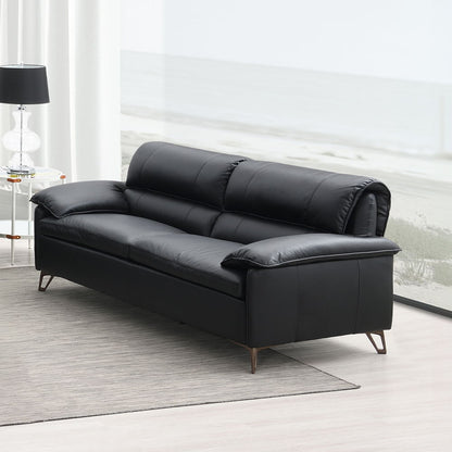 Eilene - Loveseat - Black Top Grain Leather, alternate view 2 with wood construction