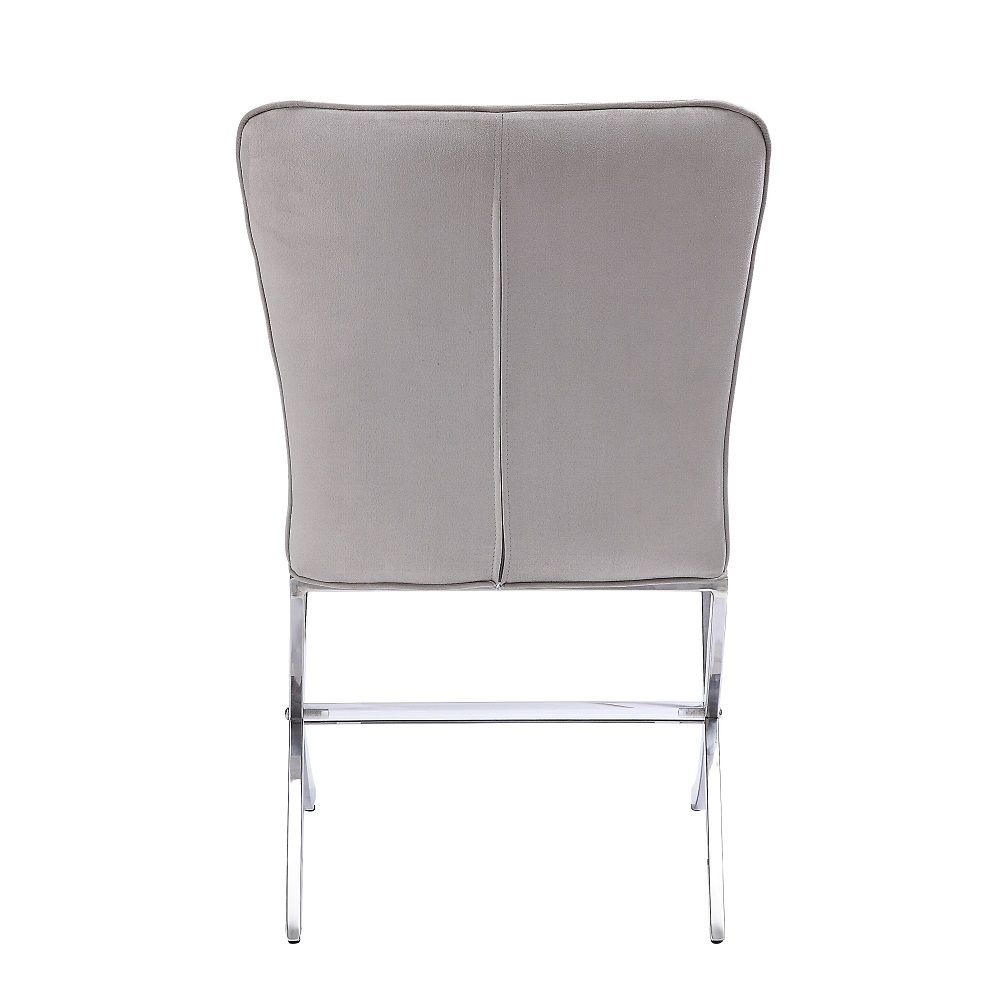 Daire - Side Chair (Set of 2) - Light Gray Velvet & Chrome, alternate view 2 with metal