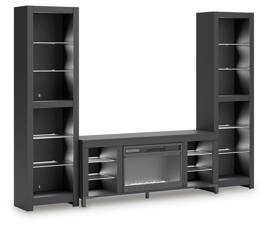 Cayberry - 3-Piece Entertainment Center With Electric Fireplace - Black