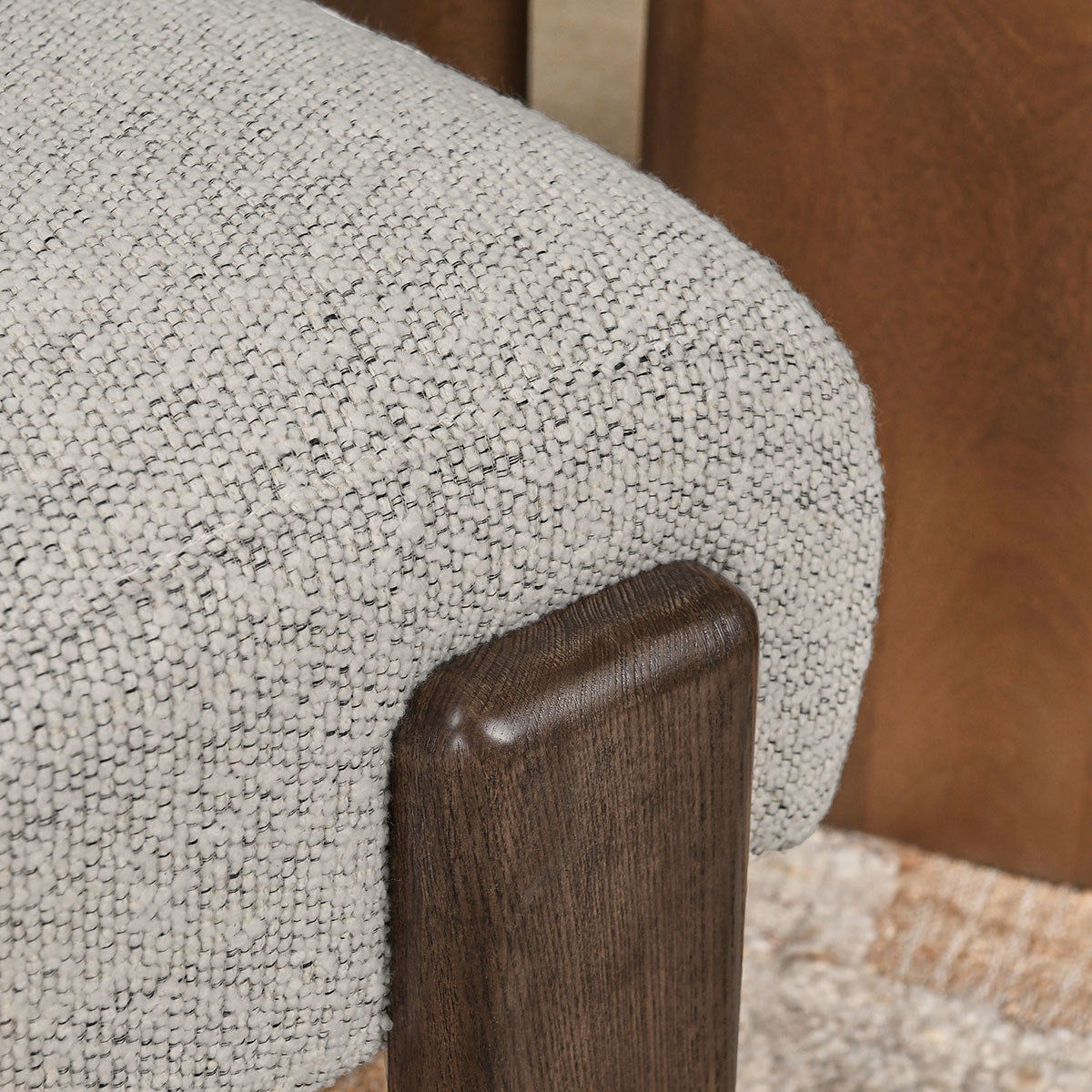 Chelsea - Upholstered Dining Chair - Pixel Ivory, alternate view 2 with wood construction