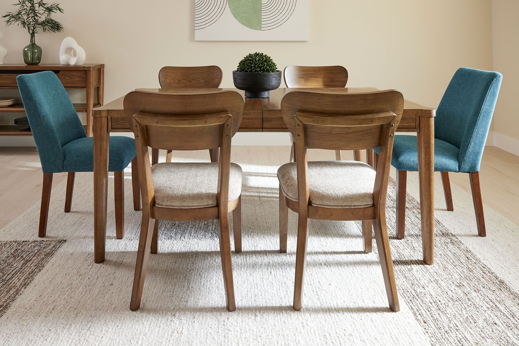 Lyncott - Dining Uph Side Chair (Set of 2) - Blue / Brown, alternate view 2 with polyester fabric