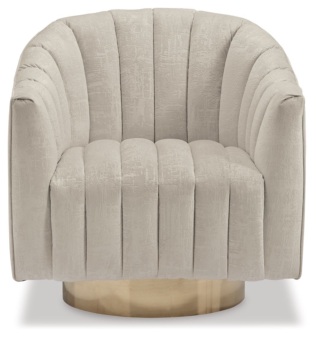 Penzlin - Swivel Accent Chair - Pearl, alternate view 2 with velvet upholstery