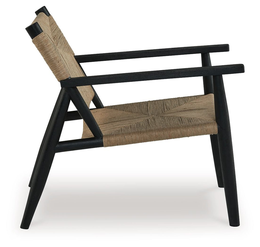 Halfmore - Accent Chair - Black / Natural, alternate view 2 with jute