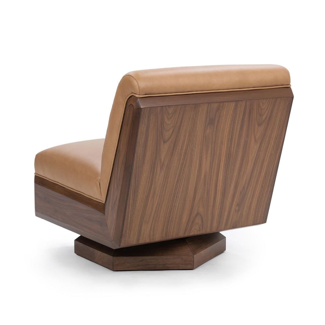 Myla - Swivel Accent Chair - Tan, alternate view 2 with top-grain leather