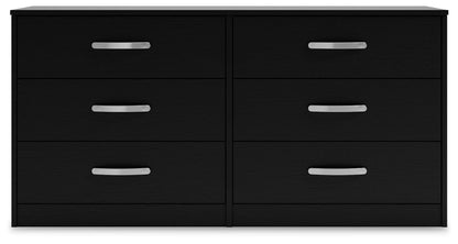 Finch - Six Drawer Dresser - Black, alternate view 2 with engineered wood