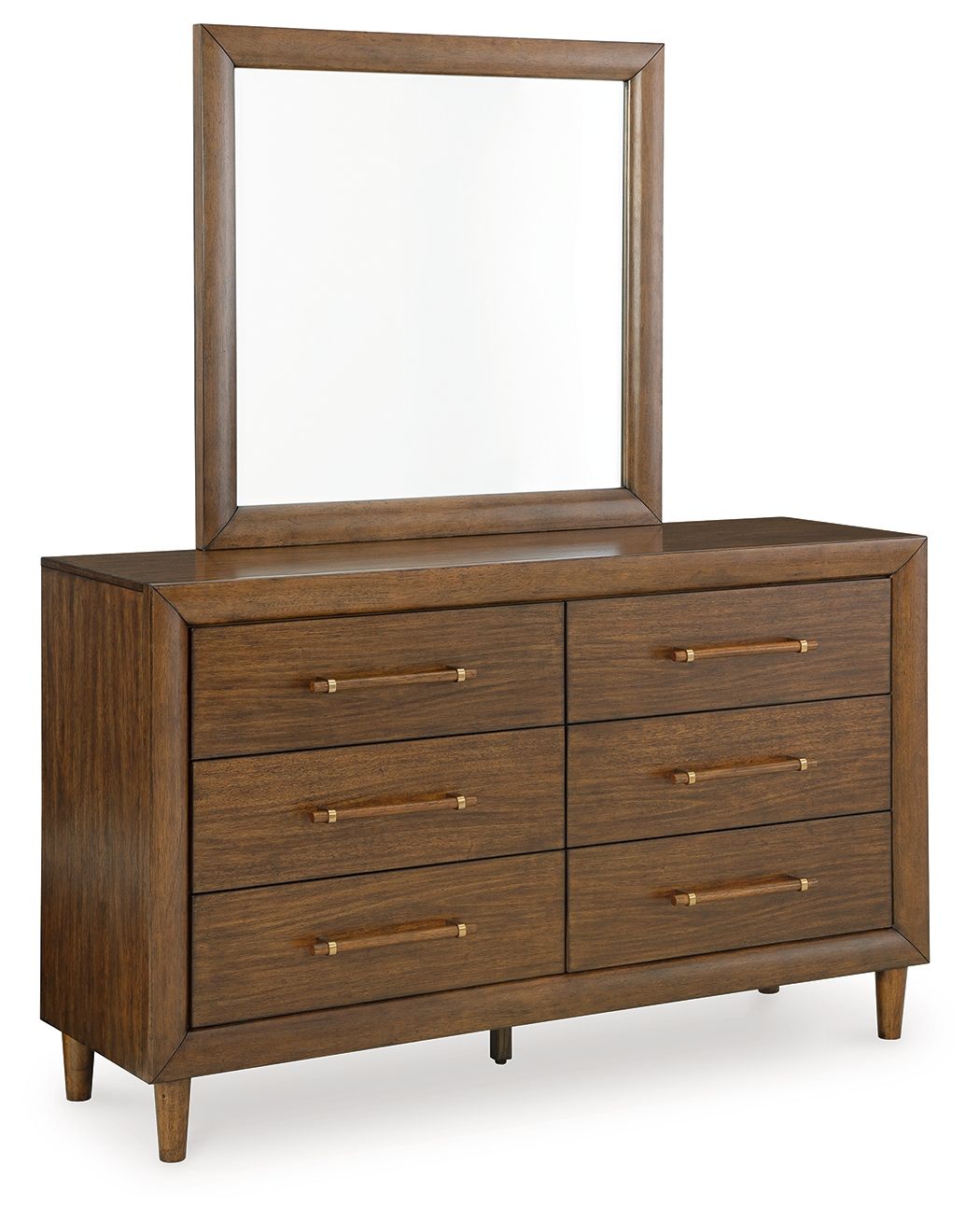 Lyncott - Dresser And Mirror - Brown, product view with wood construction
