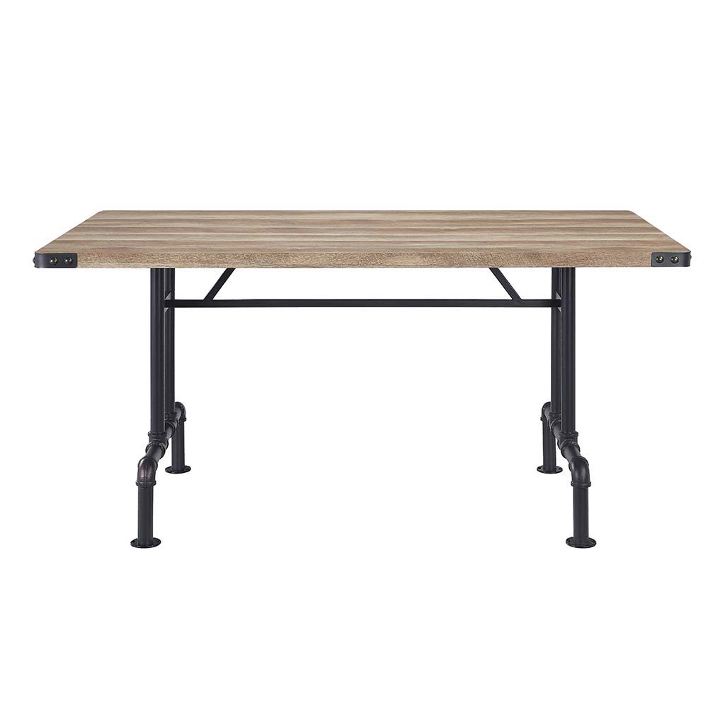 Edina - Dining Table - Oak & Sandy Black, product view with wood construction
