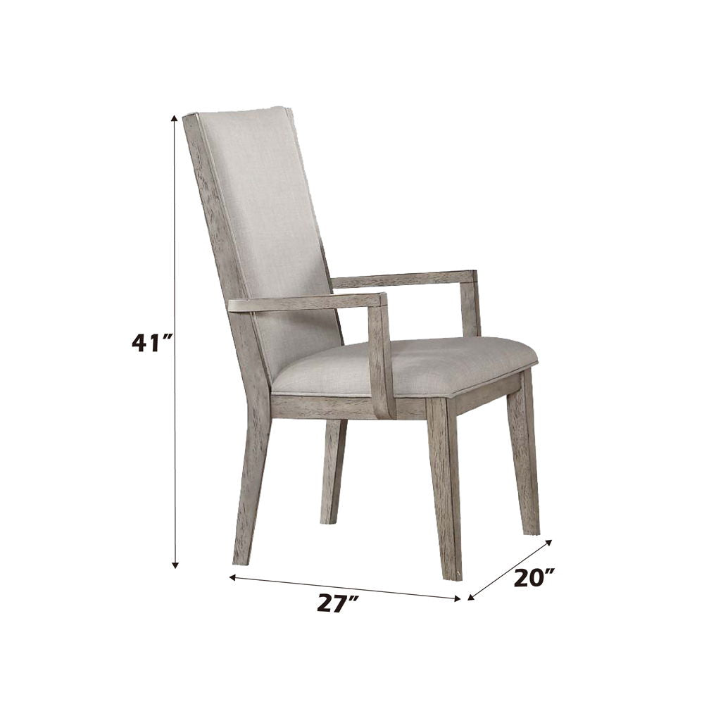 Rocky - Arm Chair (Set of 2) - Fabric & Gray Oak, alternate view 2 with wood construction