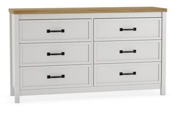 Kerisden - Six Drawer Dresser - White / Brown, product view with engineered wood