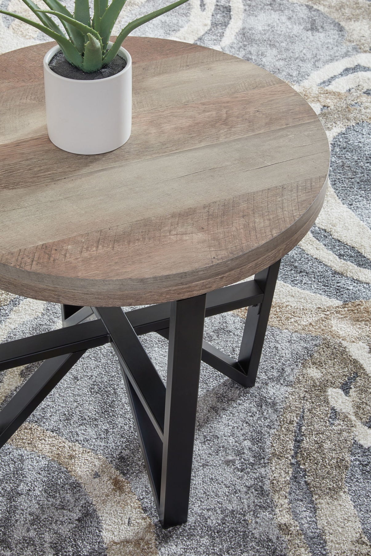 Deanlee - Occasional Table Set (Set of 3) - Grayish Brown / Black, alternate view 2 with metal