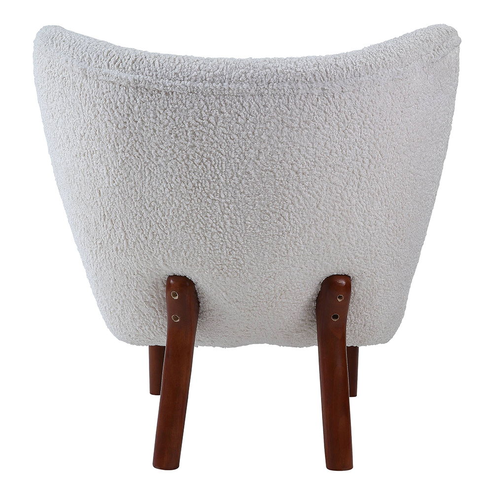 Zusud - Accent Chair - White Teddy Sherpa, alternate view 2 with wood construction