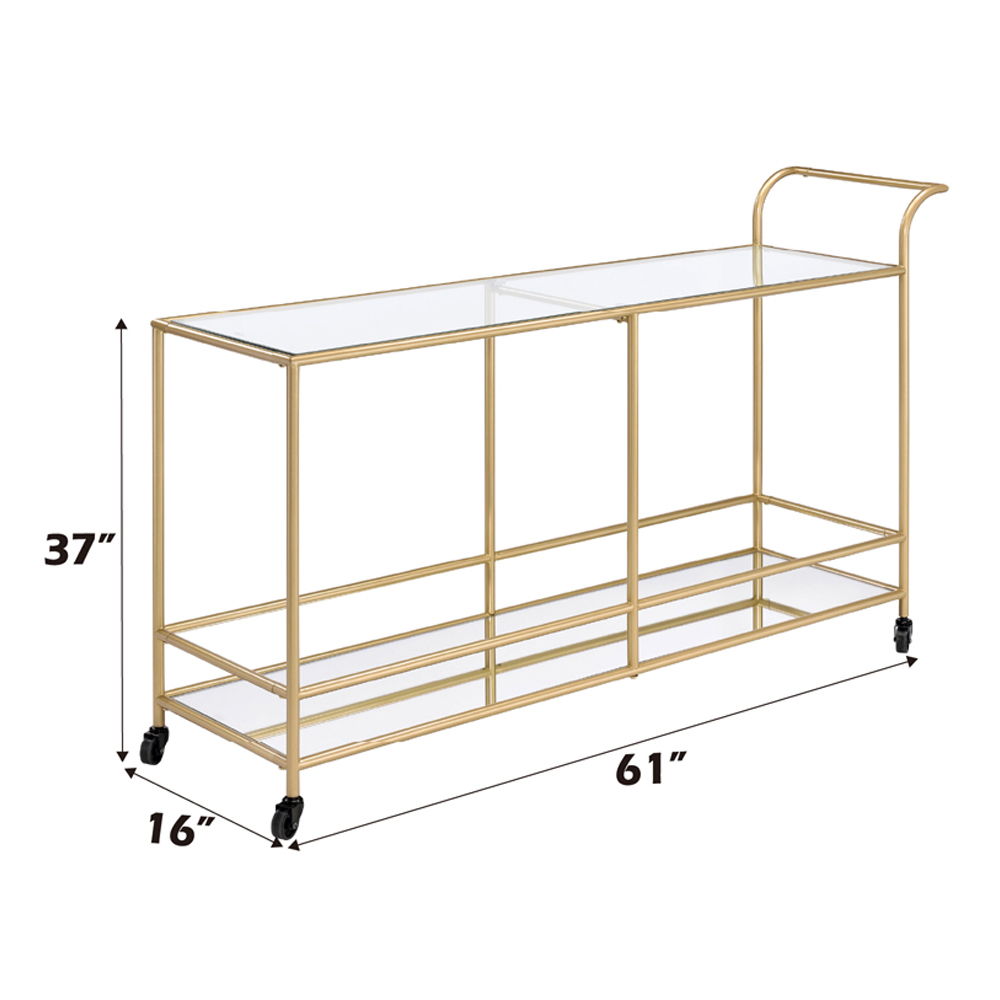 Kenda - Serving Cart - Clear Glass, Mirrored & Gold, alternate view 2 with metal