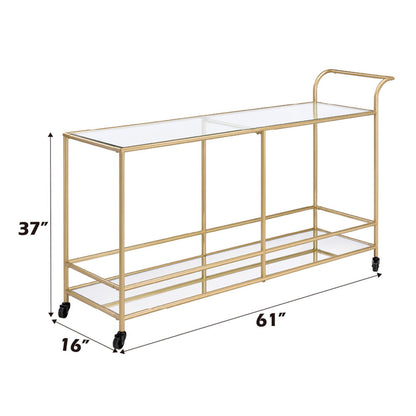 Kenda - Serving Cart - Clear Glass, Mirrored & Gold, alternate view 2 with metal