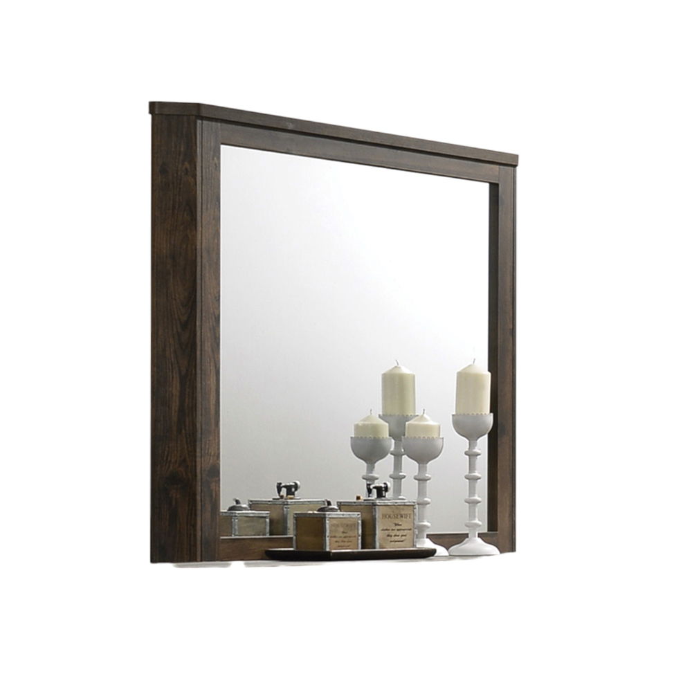 Elettra - Mirror - Rustic Walnut, alternate view 2 with wood construction