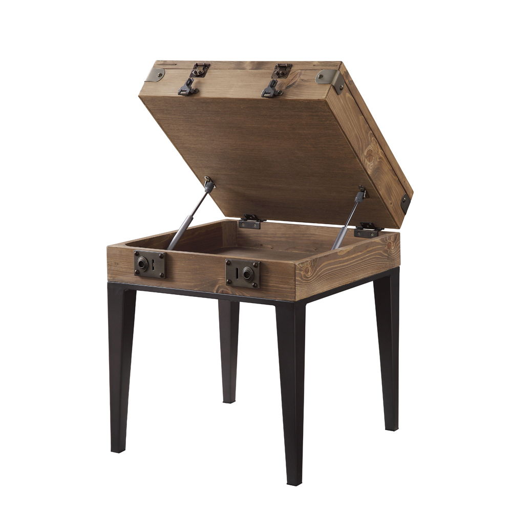 Kolin - Accent Table - Rustic Oak & Matte Gray, alternate view 3 with wood construction