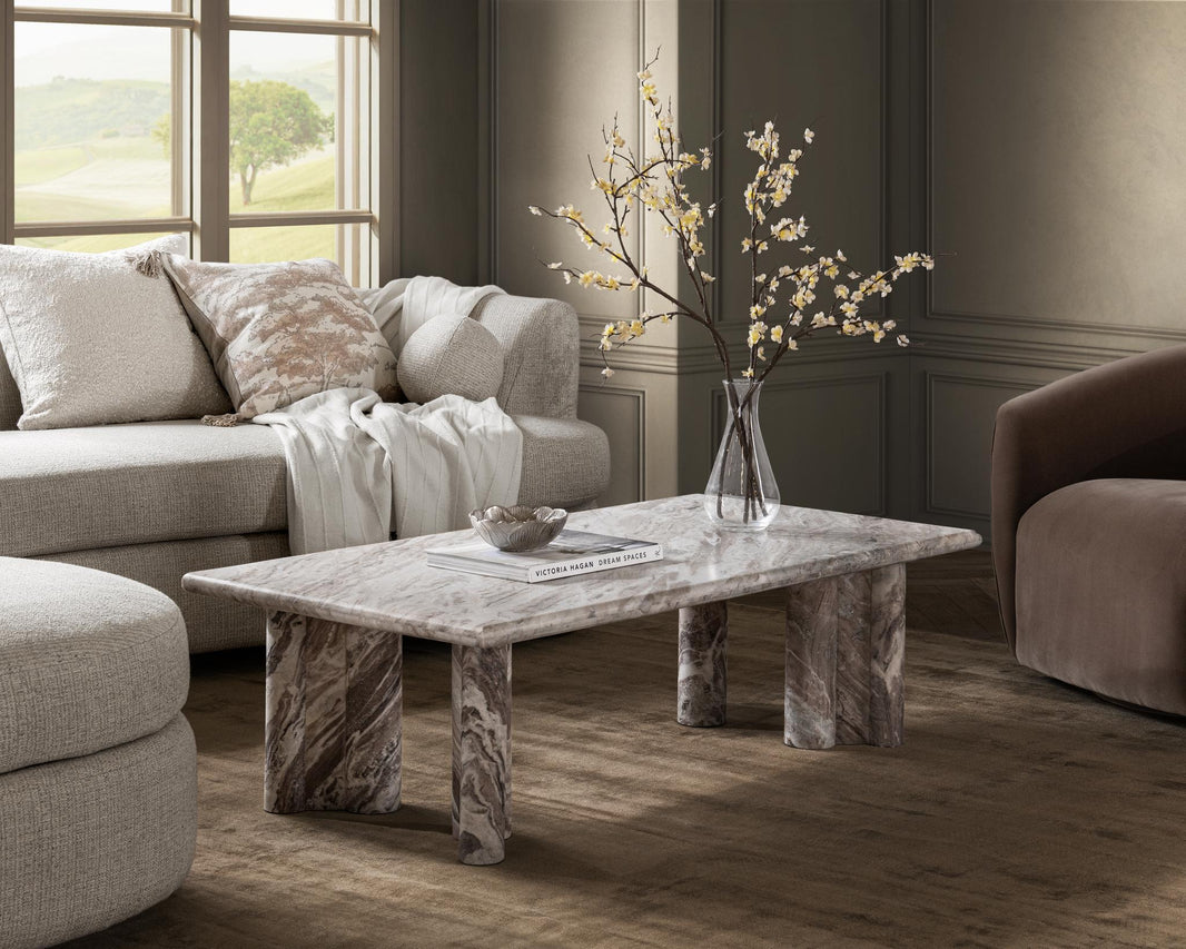 Bowman - Marble Rectangular Coffee Table - Rusty Gray, alternate view 2