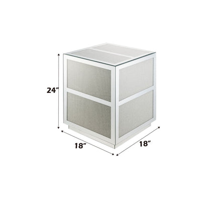 Noralie - 18" End Table With Faux Diamonds - Mirrored, alternate view 2 with wood construction