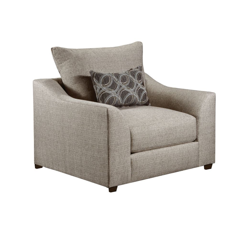 Petillia - Chair With Pillow - Sandstone Fabric, product view with wood construction