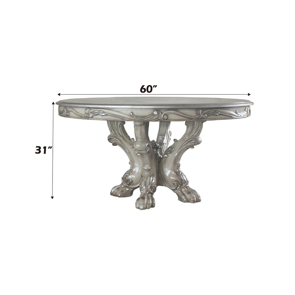 Dresden - Round Pedestal Dining Table - Vintage Bone White, alternate view 2 with wood construction