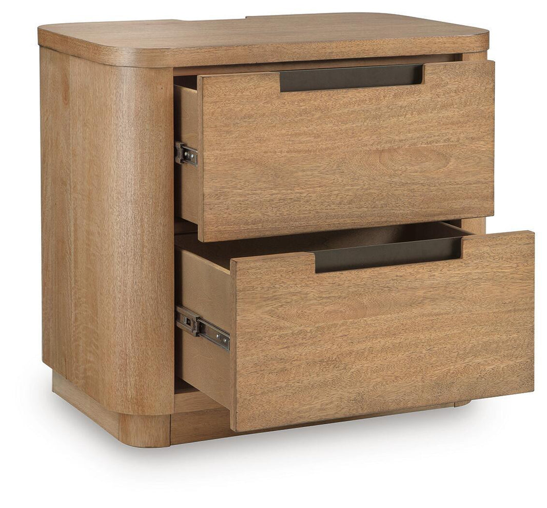 Pamaria Two Drawer Night Stand Light Brown, gallery image 2