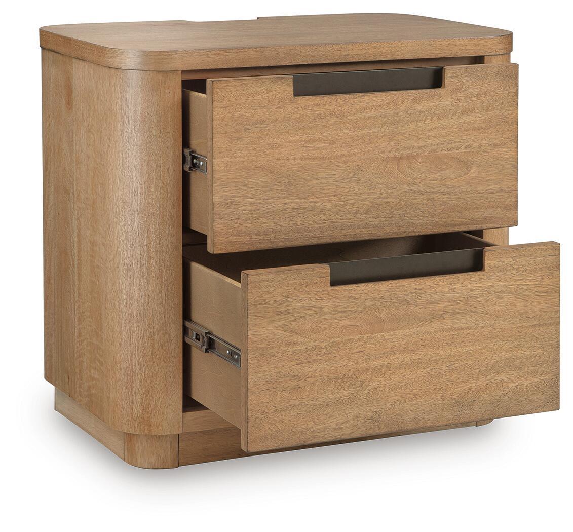 Pamaria Two Drawer Night Stand Light Brown, gallery image 2