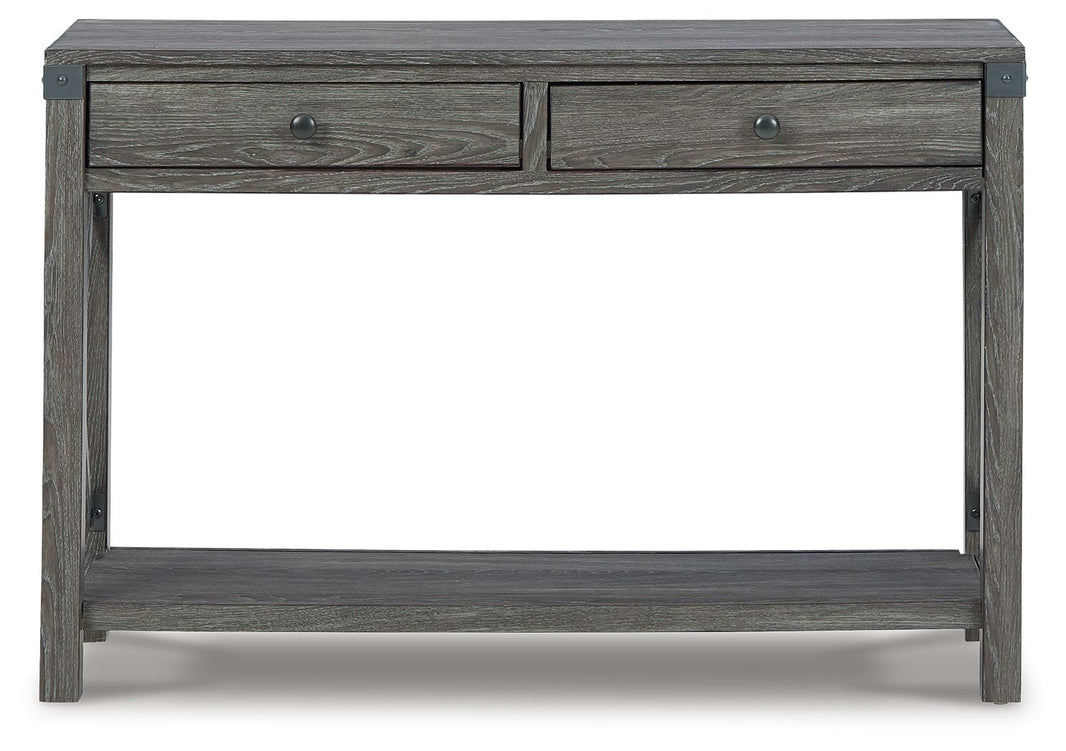 Freedan - Console Sofa Table - Grayish Brown, alternate view 2 with engineered wood