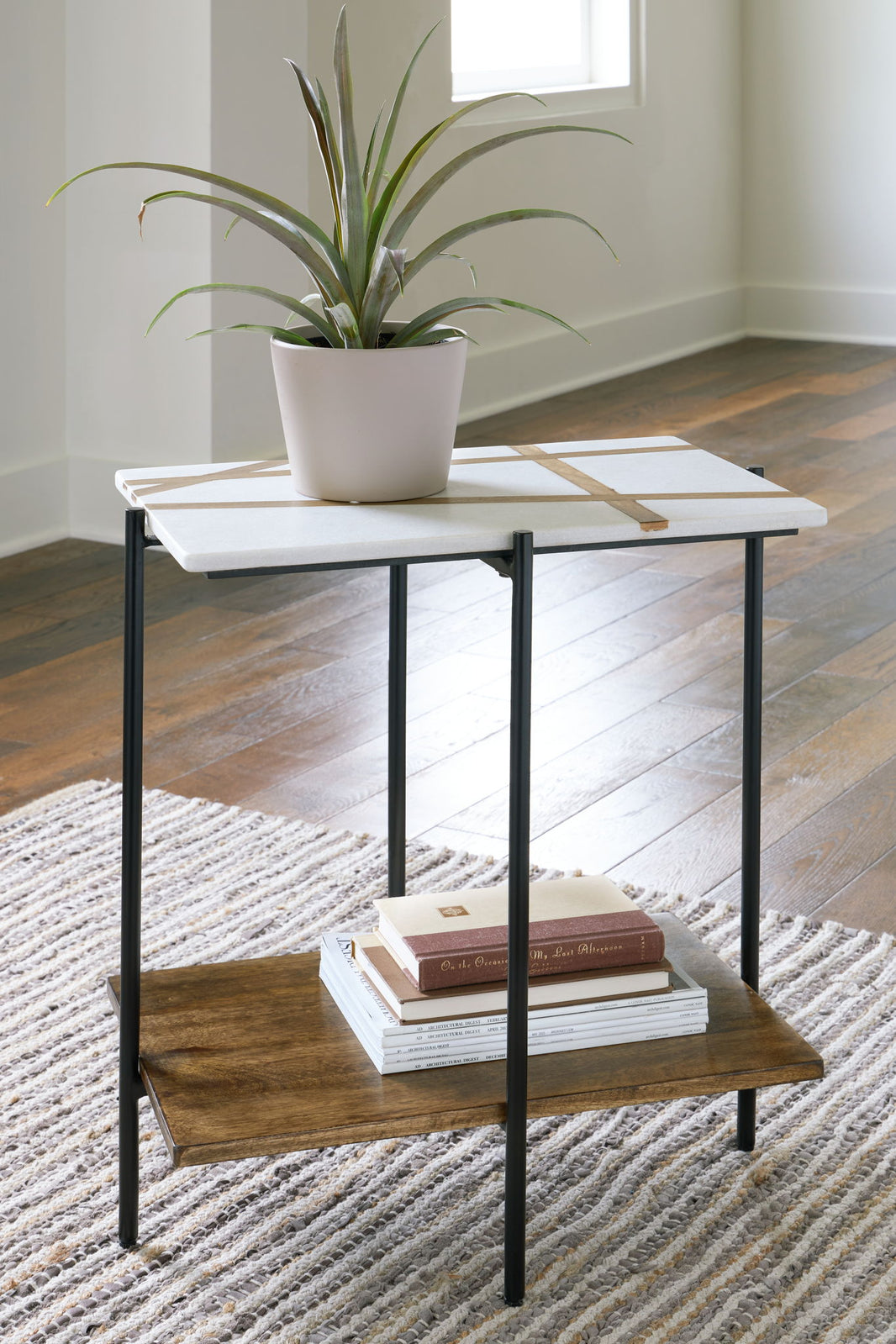 Braxmore - Accent Table - White / Light Brown, alternate view 2 with engineered wood