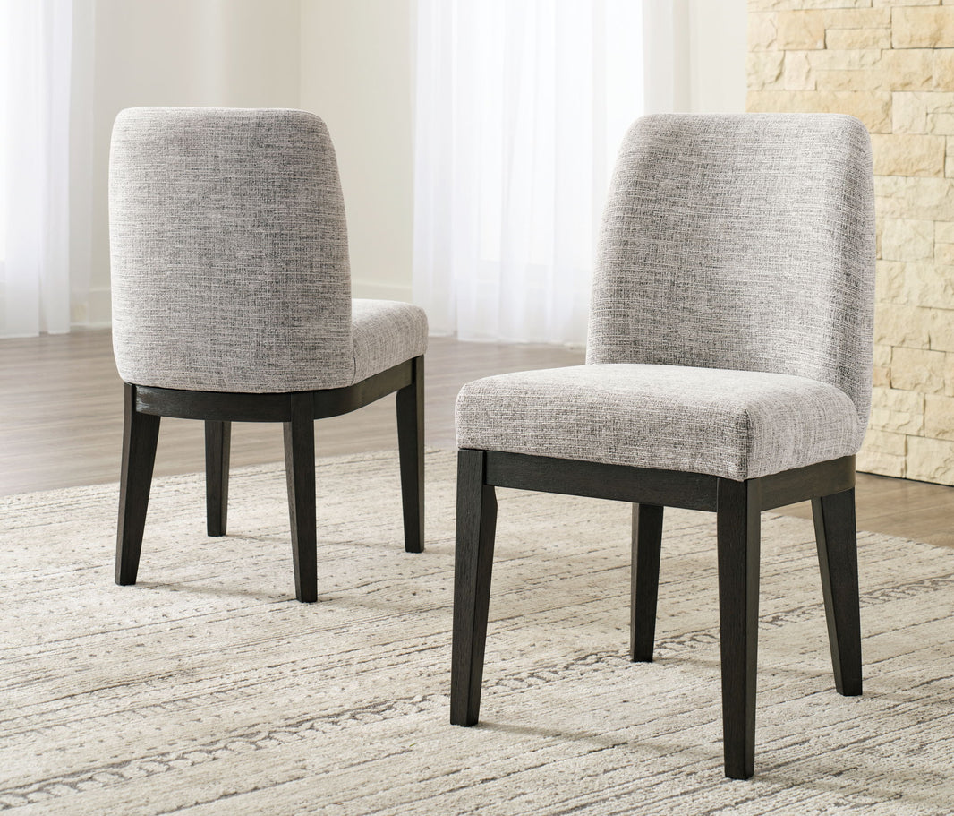 Burkhaus - Dining UPH Side Chair (Set of 2) - Beige / Dark Brown, product view with polyester fabric