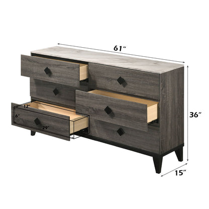 Avantika - Dresser - Faux Marble Top & Rustic Gray Oak, alternate view 2 with wood construction