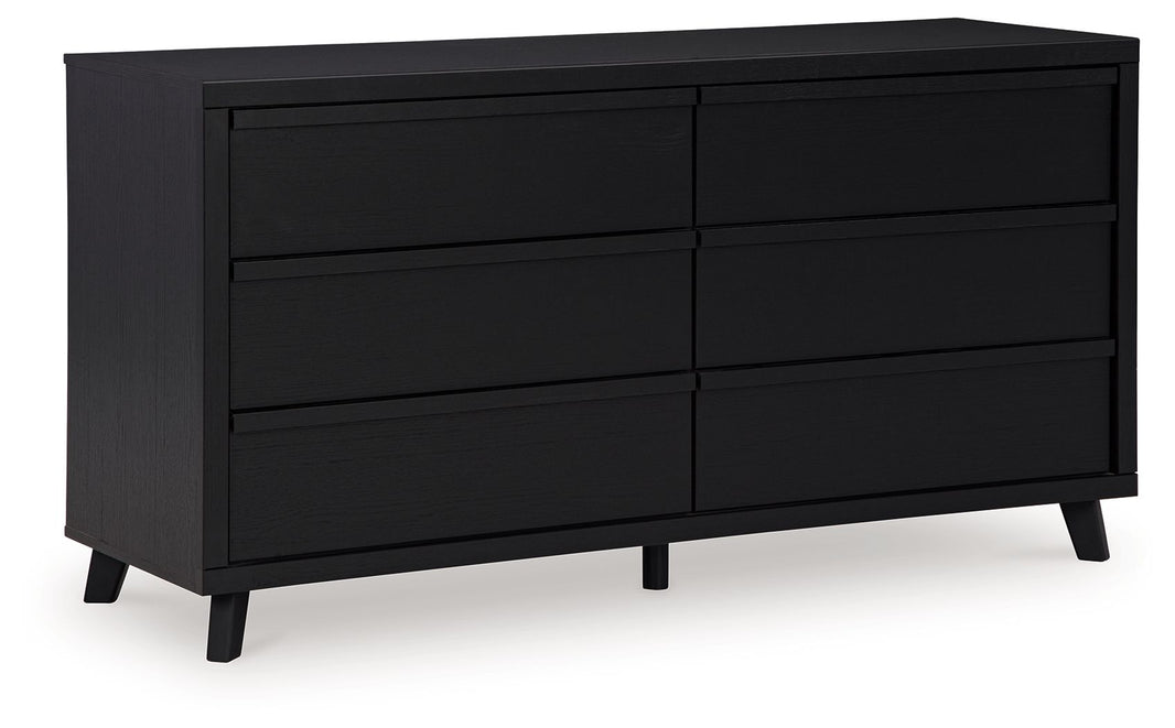 Danziar - Six Drawer Dresser - Black, product view with linen fabric