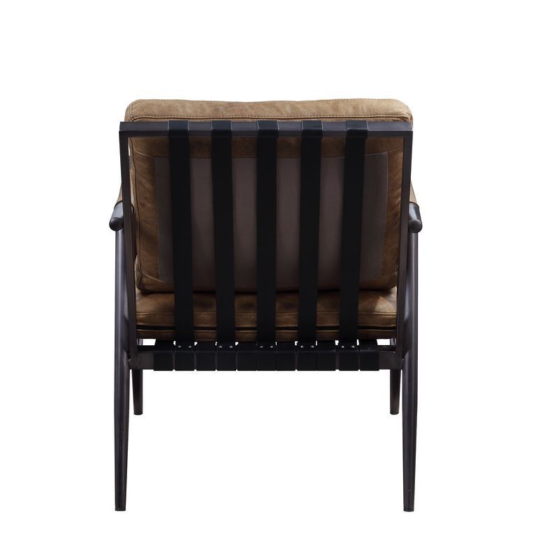 Anzan - Accent Chair - Berham Chestnut Top Grain Leather & Matt Iron, alternate view 2 with top-grain leather