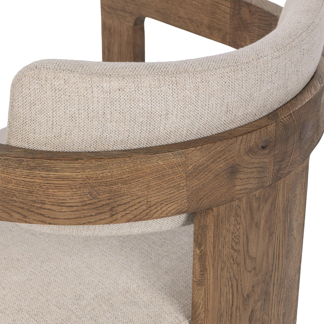 Labelle - Dining Armchair - Tan Oak, alternate view 2 with polyester fabric