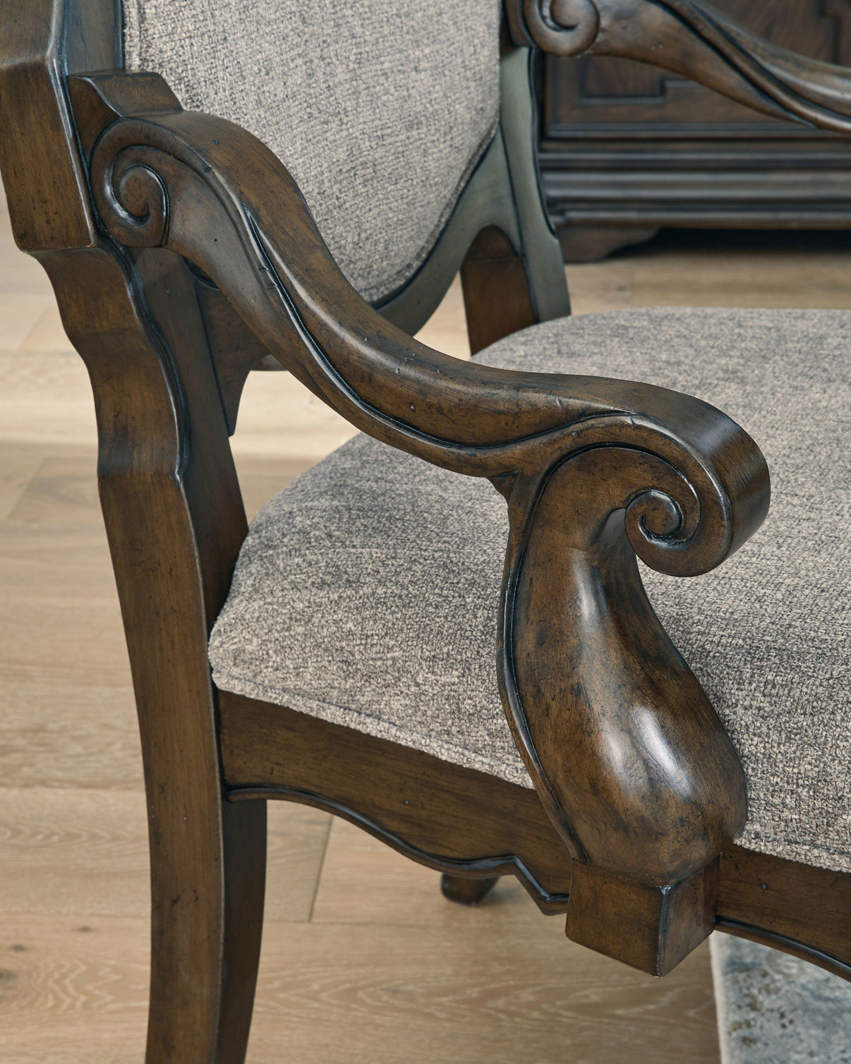 Maylee - Dining Upholstered Arm Chair (Set of 2) - Dark Brown, alternate view 2 with polyester fabric