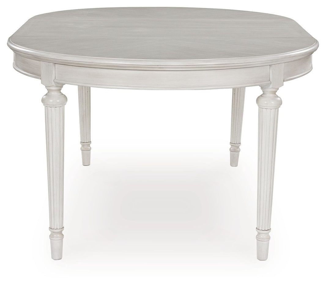 Montelaine - Oval Dining Room Extension Table - Antique White, alternate view 2 with wood construction