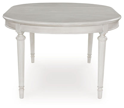Montelaine - Oval Dining Room Extension Table - Antique White, alternate view 2 with wood construction