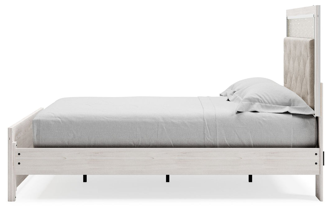 Altyra - Queen Panel Bed With Roll Slats - White, alternate view 2 with polyester fabric
