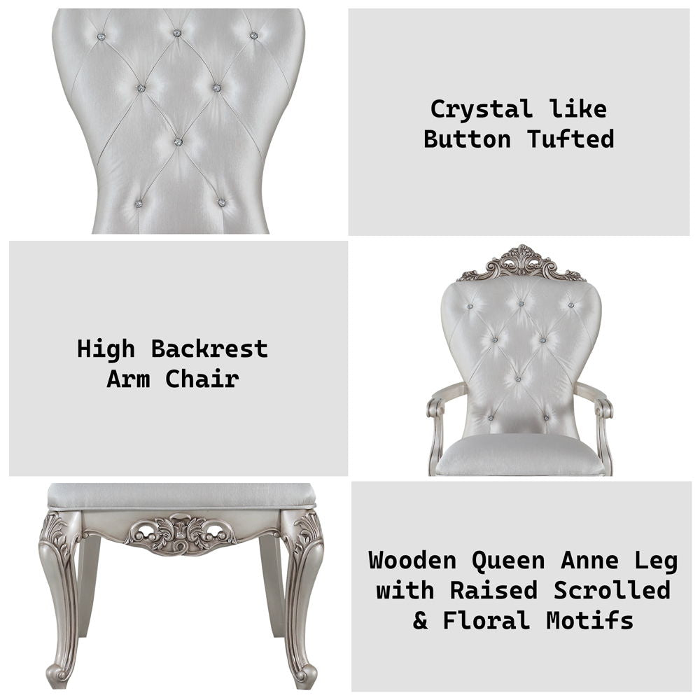 Gorsedd - Arm Chair (Set of 2) - Cream Fabric & Golden Ivory, alternate view 2 with wood construction