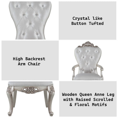 Gorsedd - Arm Chair (Set of 2) - Cream Fabric & Golden Ivory, alternate view 2 with wood construction
