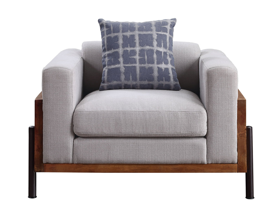 Pelton - Chair With Pillow - Fabric & Walnut, alternate view 2 with top-grain leather