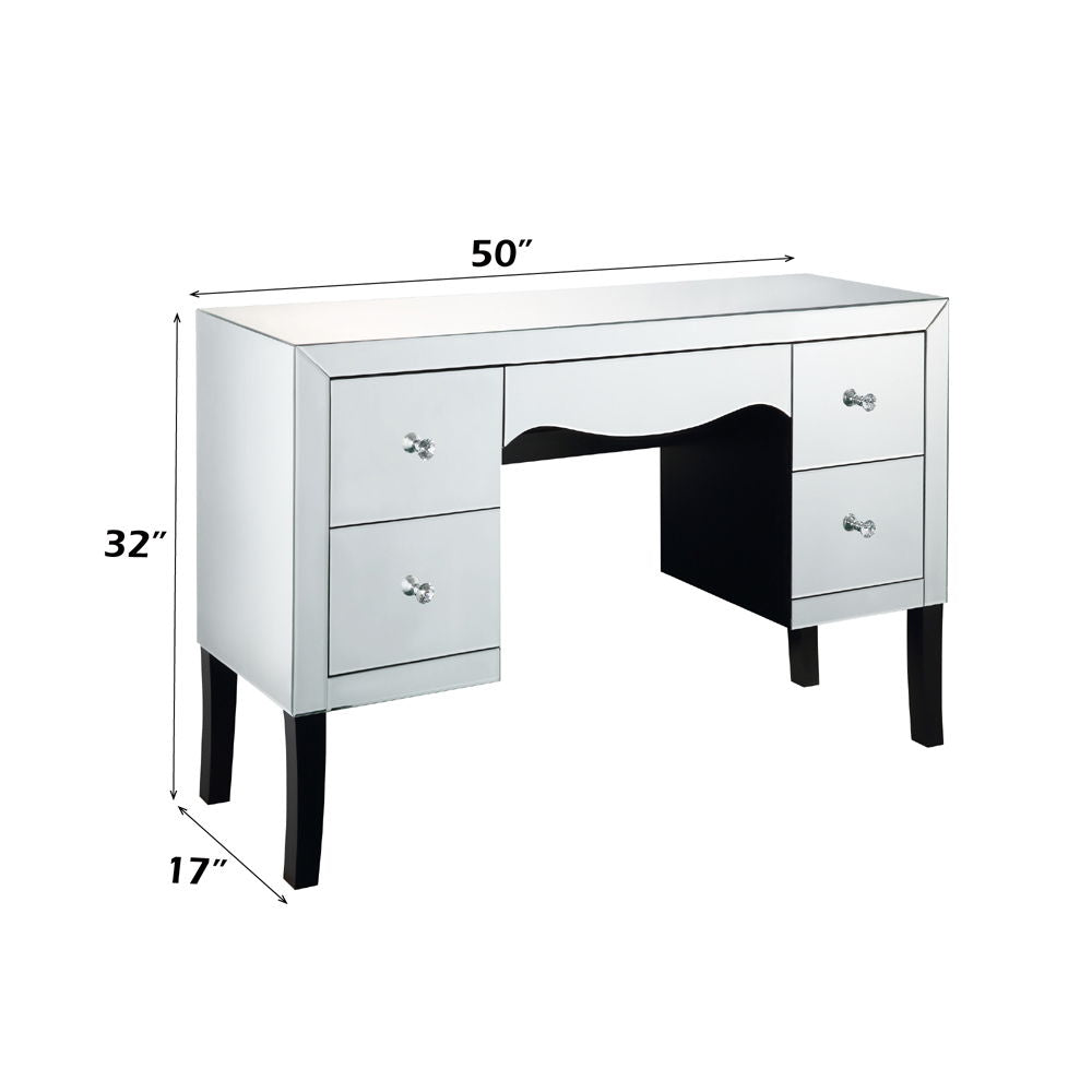 Dominic - Vanity Desk - Mirrored, alternate view 2 with wood construction
