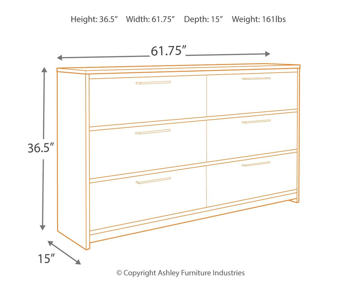 Baystorm - Six Smooth Drawer Dresser, alternate view 3 with wood construction
