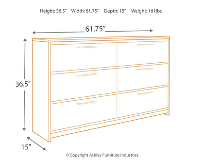 Baystorm - Six Smooth Drawer Dresser, alternate view 3 with wood construction