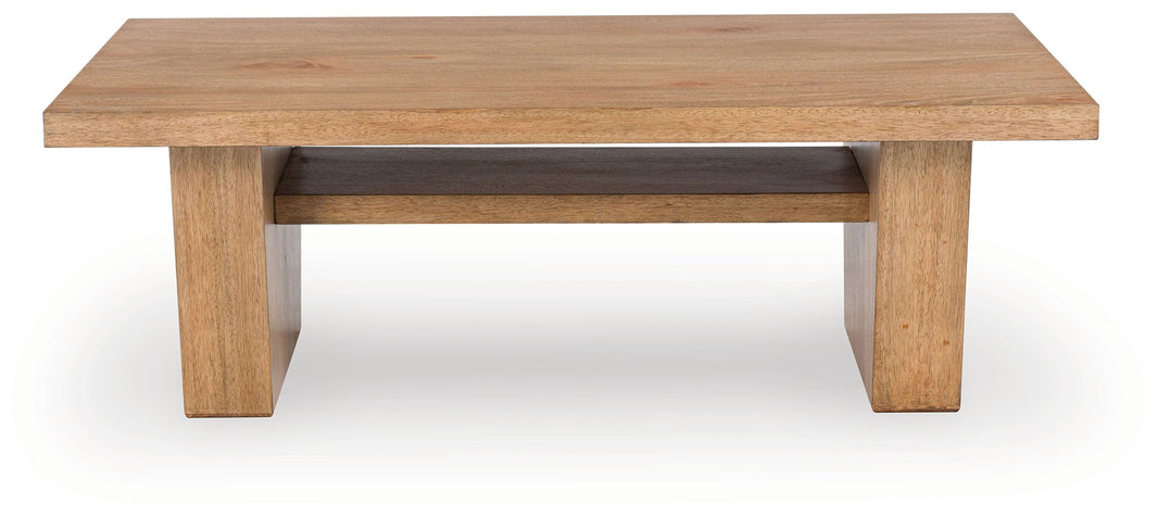 Kristiland - Rectangular Cocktail Table - Light Brown, alternate view 2 with wood construction